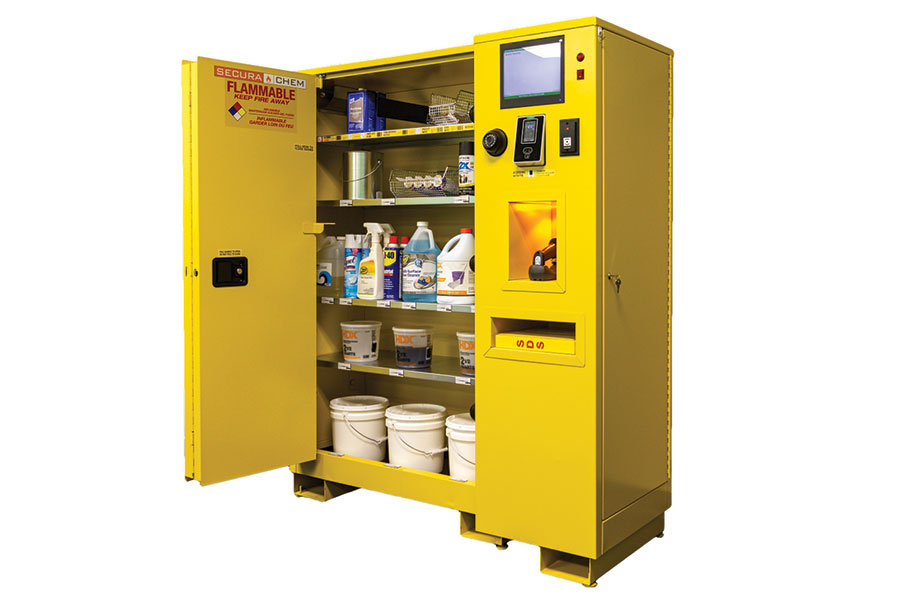 Vending machines store flammable and corrosive chemicals as easily as bolts and assemblies.