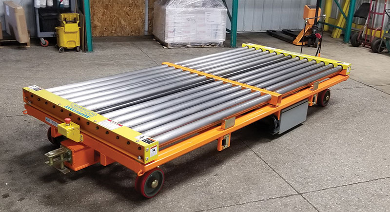 Transfer carts typically need to be able to handle heavy loads and may feature roller tops or other mechanisms to facilitate transfer.