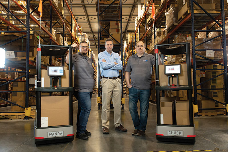 <p>Left to right: Michael Saraceno, distribution center manager, Nevada; Patrick Houlihan, director of operations; and Brian Phillips, distribution center manager, Missouri</p>