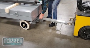 Tuggable Bar Cart有一个可移动的拖杆</p>
