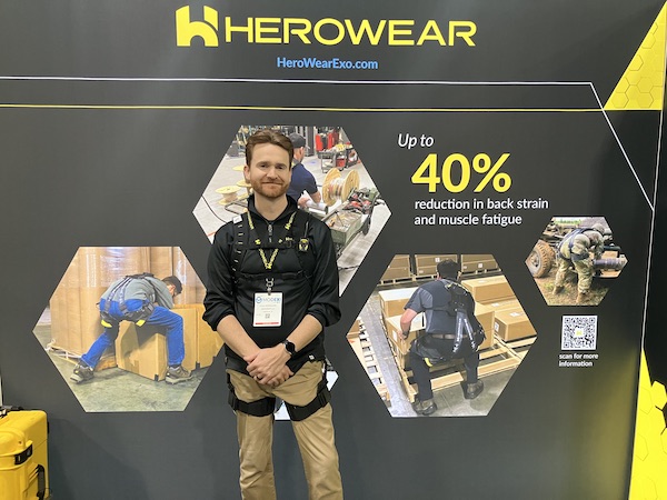 VP of growth Paul Nicholson presents HeroWear's Apex 2, a back-assist exosuit that enhances workers' well-being and productivity. 