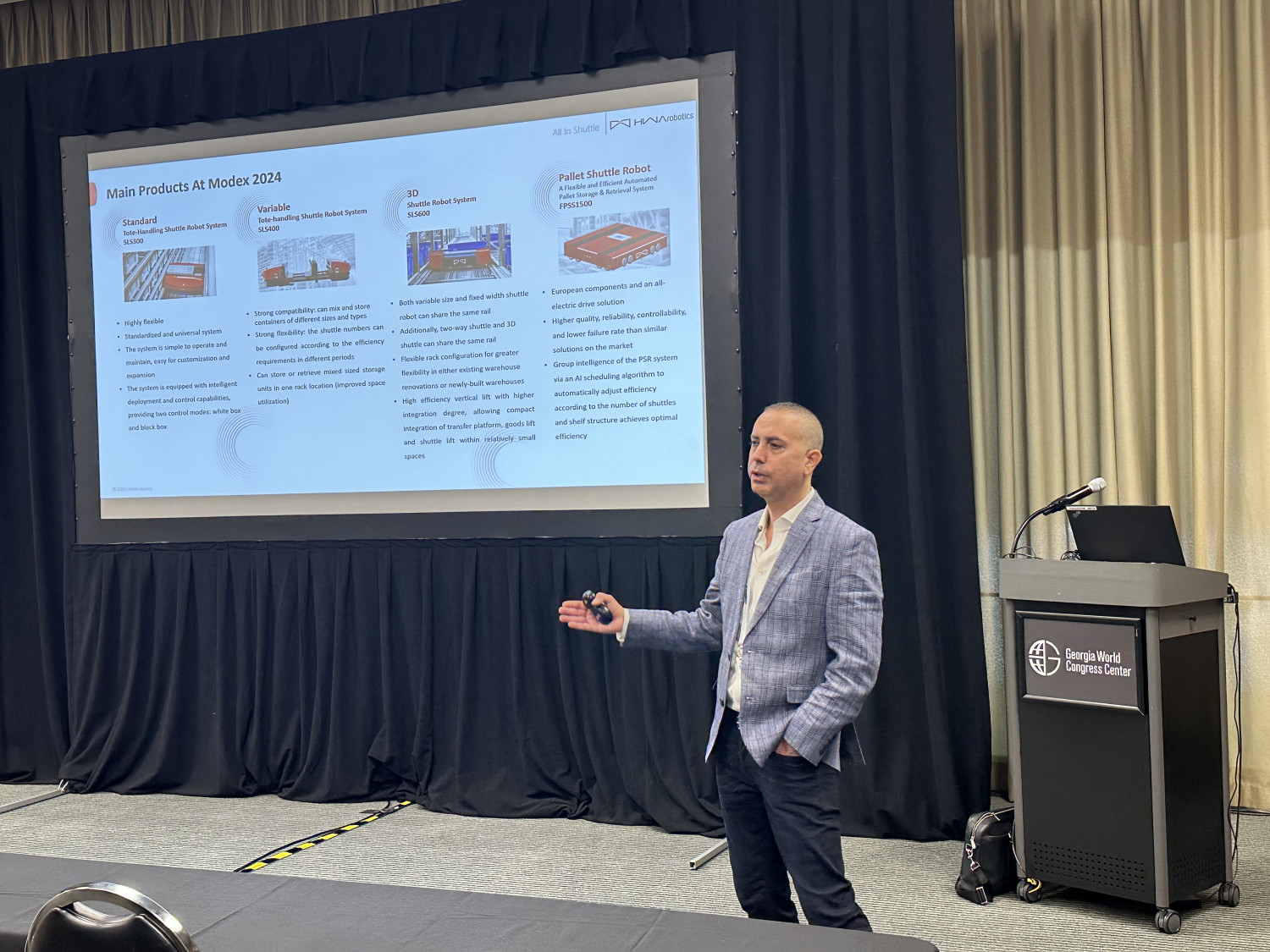 Shlomo Amram, director of sales and business development at HWArobotics, presents the company’s array of solutions recently introduced into the North American market.
