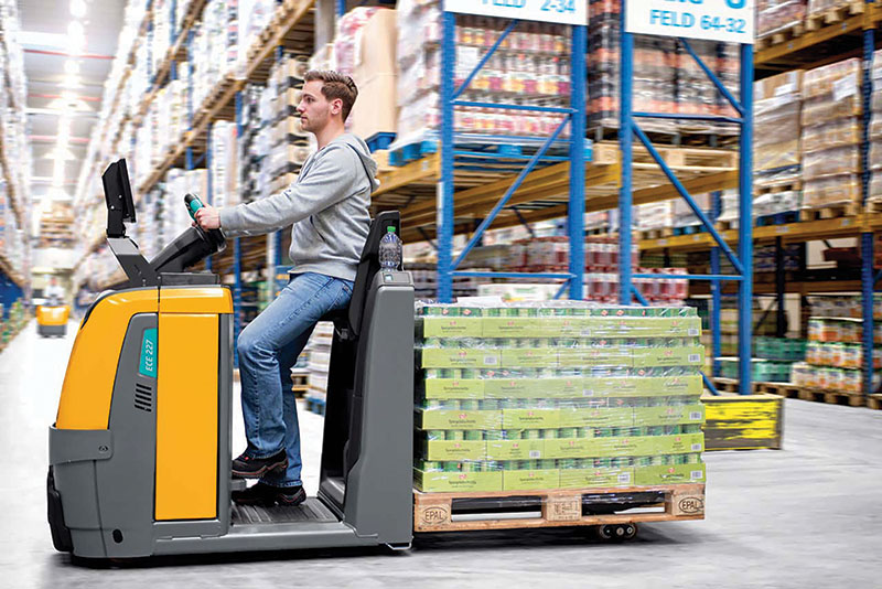 Stand-up trucks with fold-down seating can enhance comfort on longer horizontal runs. 