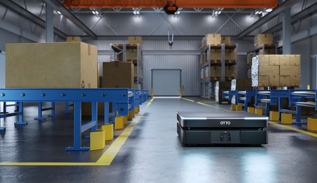 The OTTO 1200 AMR can handle a range of workflows, including inbound to storage, finished goods takeaway, and line-side delivery.