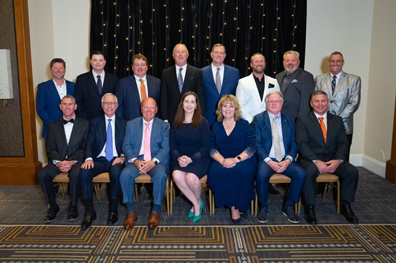TMH recognized 15 of its top dealers with the President’s Award at the company’s annual Dealer Meeting in Phoenix, Arizona, in March 2024. Pictured, starting with front row, left to right, are: Chris Frazee, ProLift Toyota Material Handling; Lee Smith, Toyota Material Handling Systems; Ron McCluskey, Brodie Toyota-Lift; Anika Conger-Capelle, Conger Toyota-Lift; Joyce Schwob, JIT Toyota-Lift; Larry McKevitt, Summit Toyota-Lift; David Bailey, Southern States Toyotalift. 
In the back row, left to right: Chris Rice, Welch Equipment Company; Andy Reynolds, Toyota Lift of South Texas; William Doggett, Toyota Lift of Houston; Jimmy Shoppa, Shoppa’s Mid America; Michael Turnmyre, Vesco Toyotalift; Blake Burnham, Watts Equipment Company; Laith Gagnon, Industrial Truck Service; Trey Barber, Mid Columbia Forklift.
