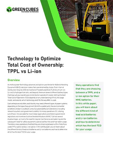 Batteries to Optimize Total Cost of Ownership: Li-ion vs.TPPL