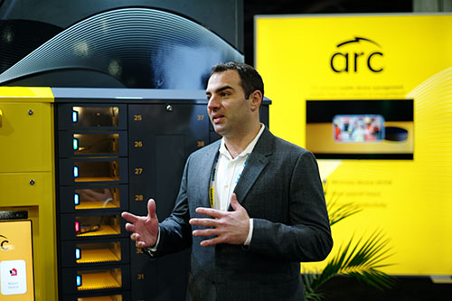 Douglas Baldasare, founder and CEO of ChargeItSpot, unveils the ARC (Asset Recharge Center) locker solution.