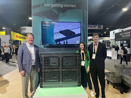 The Orbis team showcases the company’s latest reusable, sustainable pallet solution.