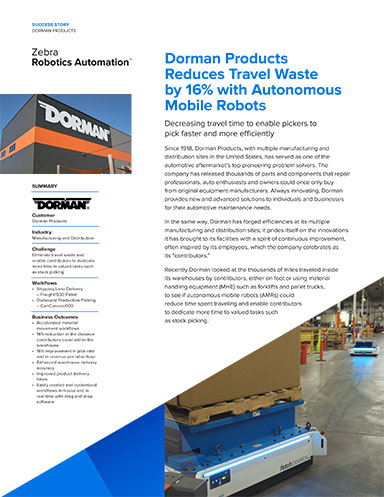Dorman Products Reduces Travel Waste by 16% with Autonomous Mobile Robots